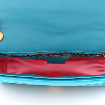 Gucci Velvet Matelasse Small GG Marmont Shoulder Bag Pavone Cyan 5 of 11