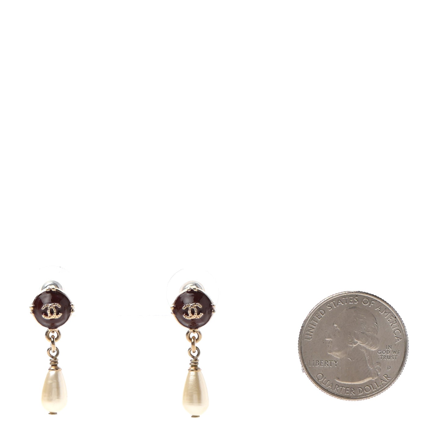Resin Pearl CC Drop Earrings Red