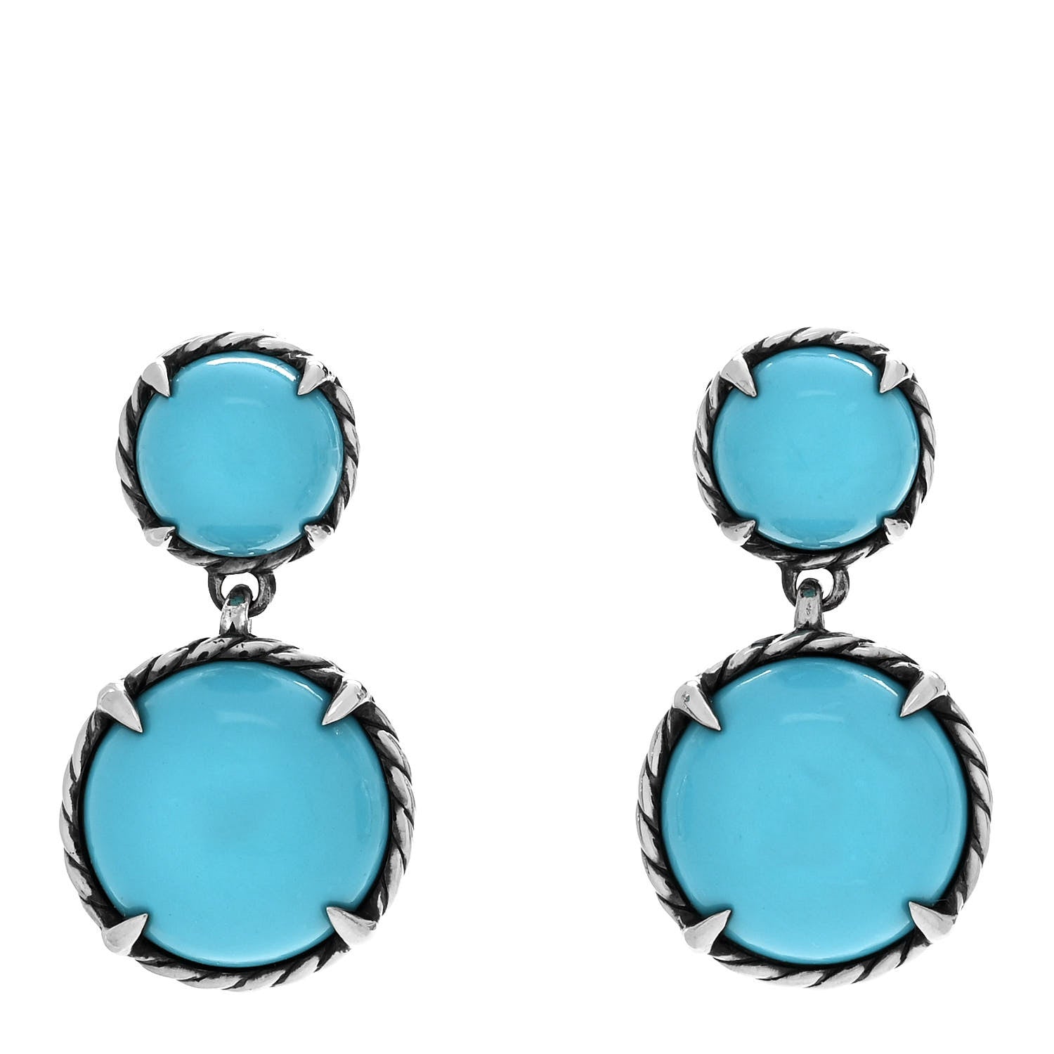 David Yurman Sterling Silver Turquoise Chatelaine Drop Earrings 1 of 4