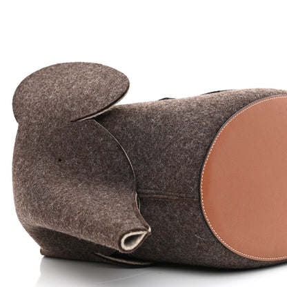 Loewe Calfskin Felt Elephant Basket Tote Brown Beige 9 of 11