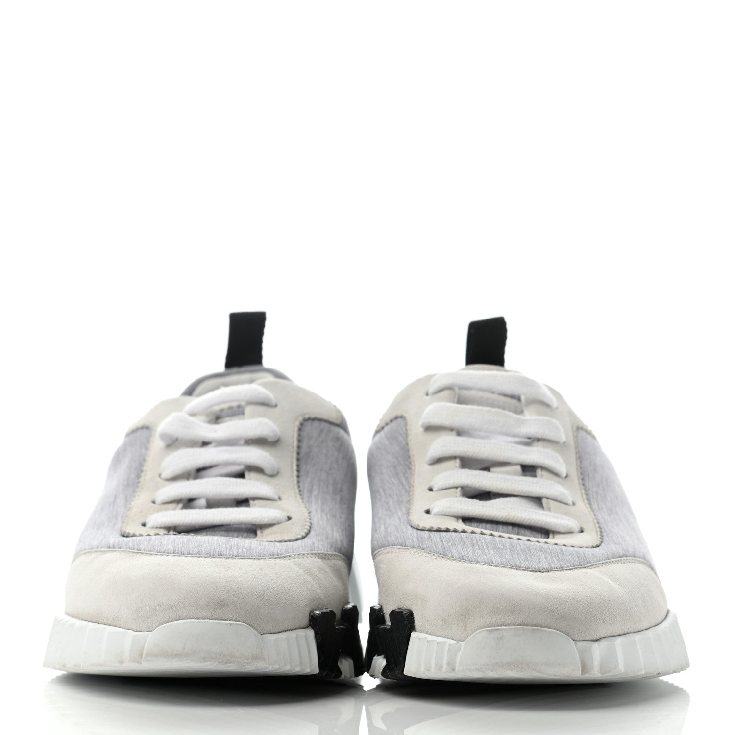 Hermes Technical Canvas Suede Goatskin Bouncing Sneakers 37 Gris White 2 of 10