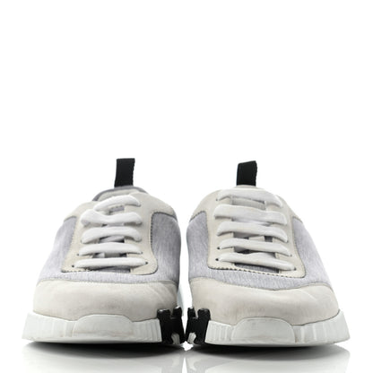 Hermes Technical Canvas Suede Goatskin Bouncing Sneakers 37 Gris White 2 of 10