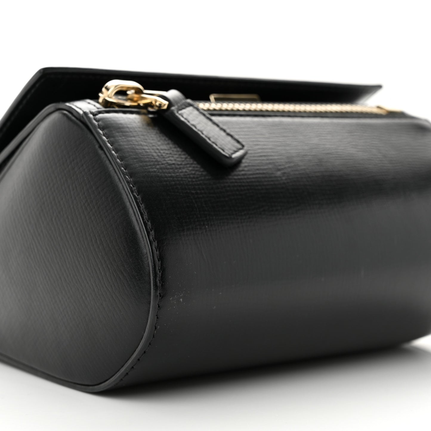 Textured Calfskin Mini Pandora Box Crossbody Bag Black