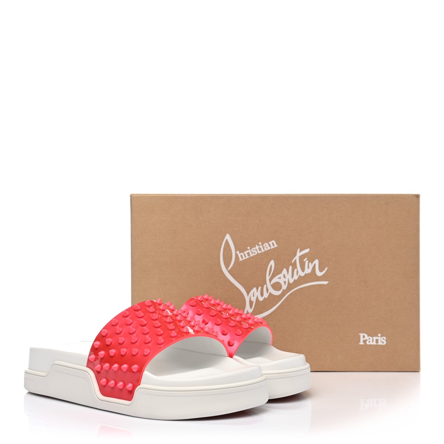 Christian Louboutin Calfskin Donna Studded Pool Fun Platform Flat Slide Sandals 41.5 Floride 10 of 10