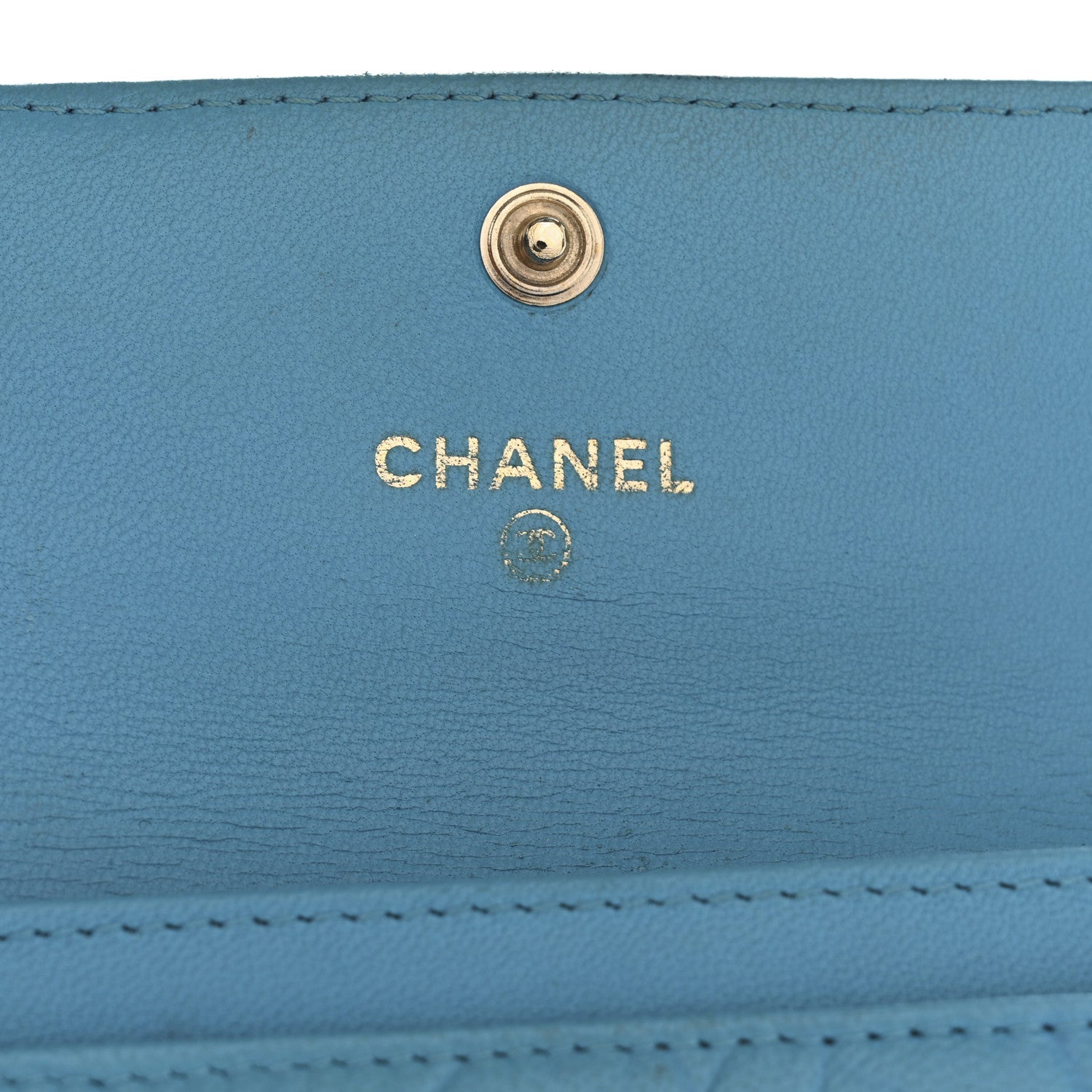 Chanel Lambskin Camellia Embossed Flap Card Holder Blue 6 of 13