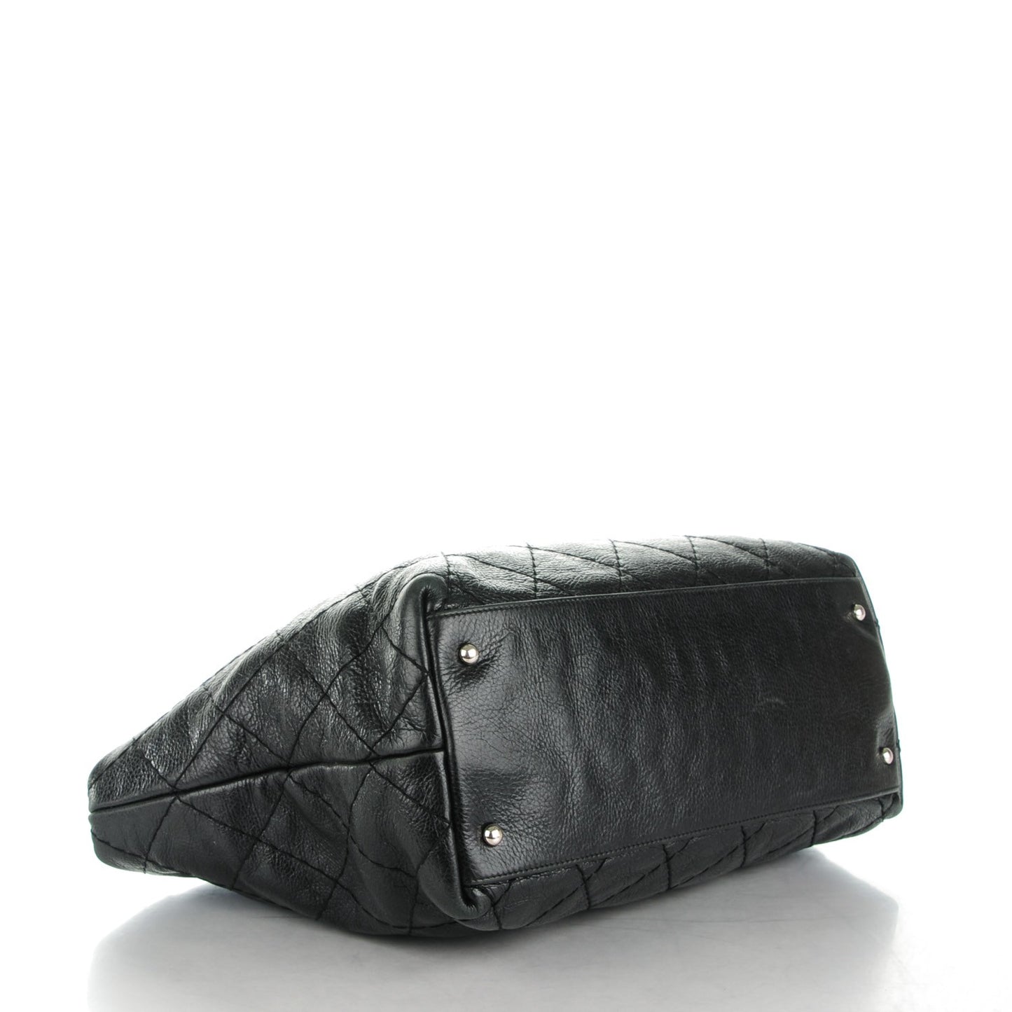 Glazed Calfskin Large On The Road Tote Black