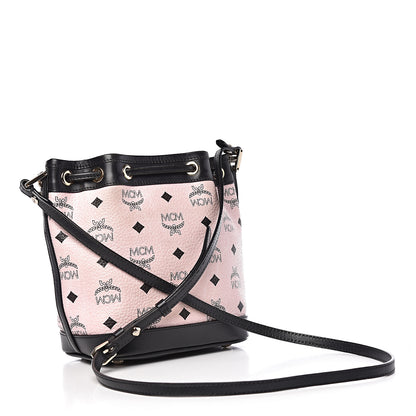 MCM Visetos Mini Heritage Drawstring Bucket Bag Chalk Pink 3 of 14