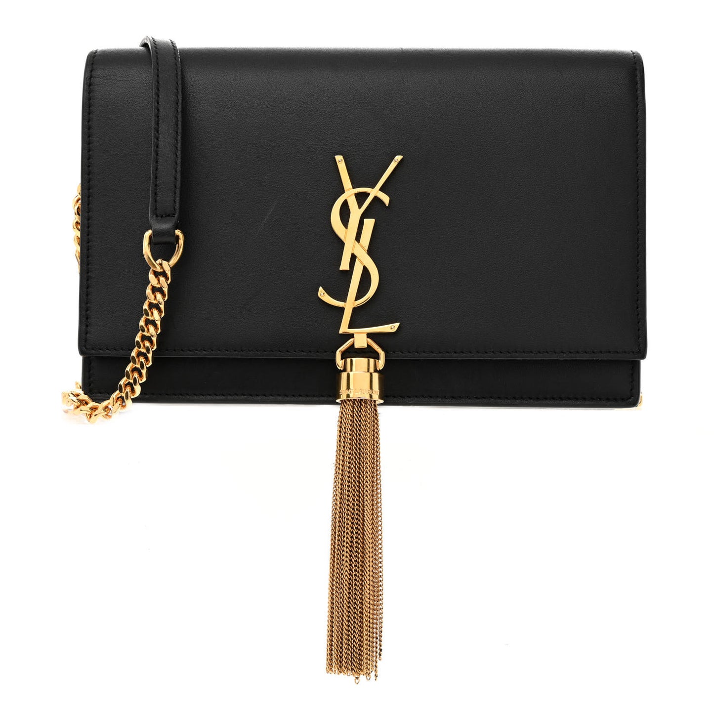 Smooth Calfskin Classic Monogram Kate Tassel Chain Wallet Black