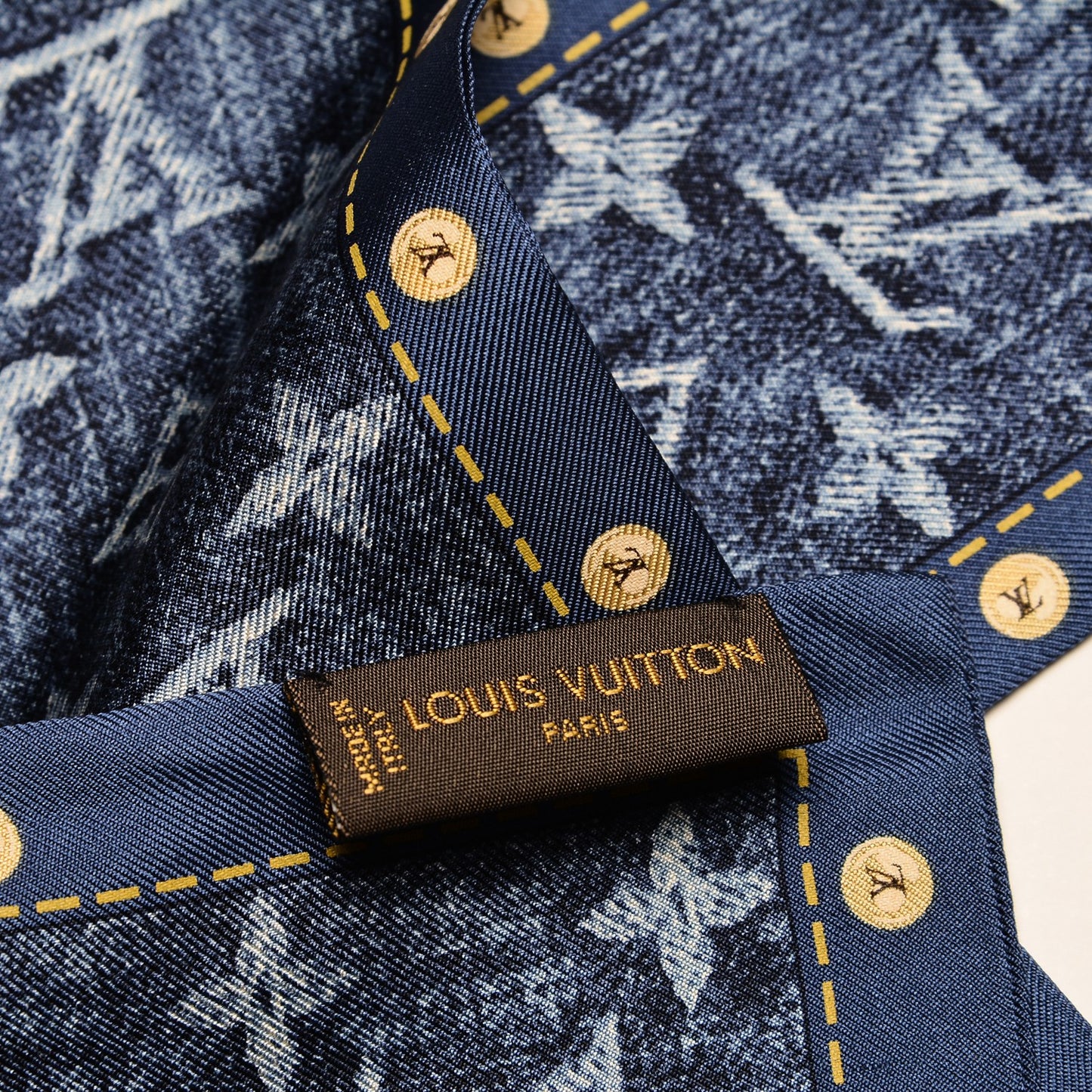 Silk Monogram Denim Bandeau Blue
