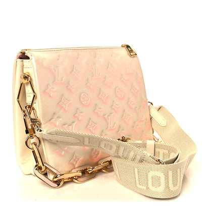 Louis Vuitton Pearlescent Lambskin Embossed Monogram Coussin PM Beige Rose 3 of 12