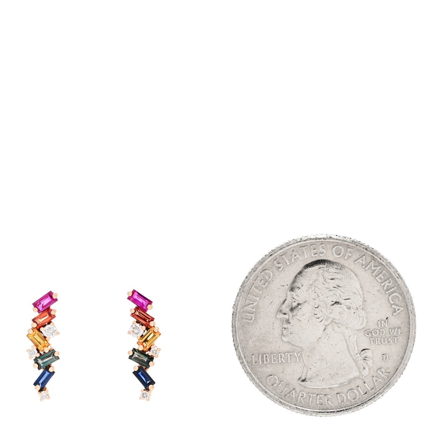 Suzanne Kalan 18K Rose Gold Diamond Sapphire Ruby Frenzy Rainbow Stud Earrings 2 of 5