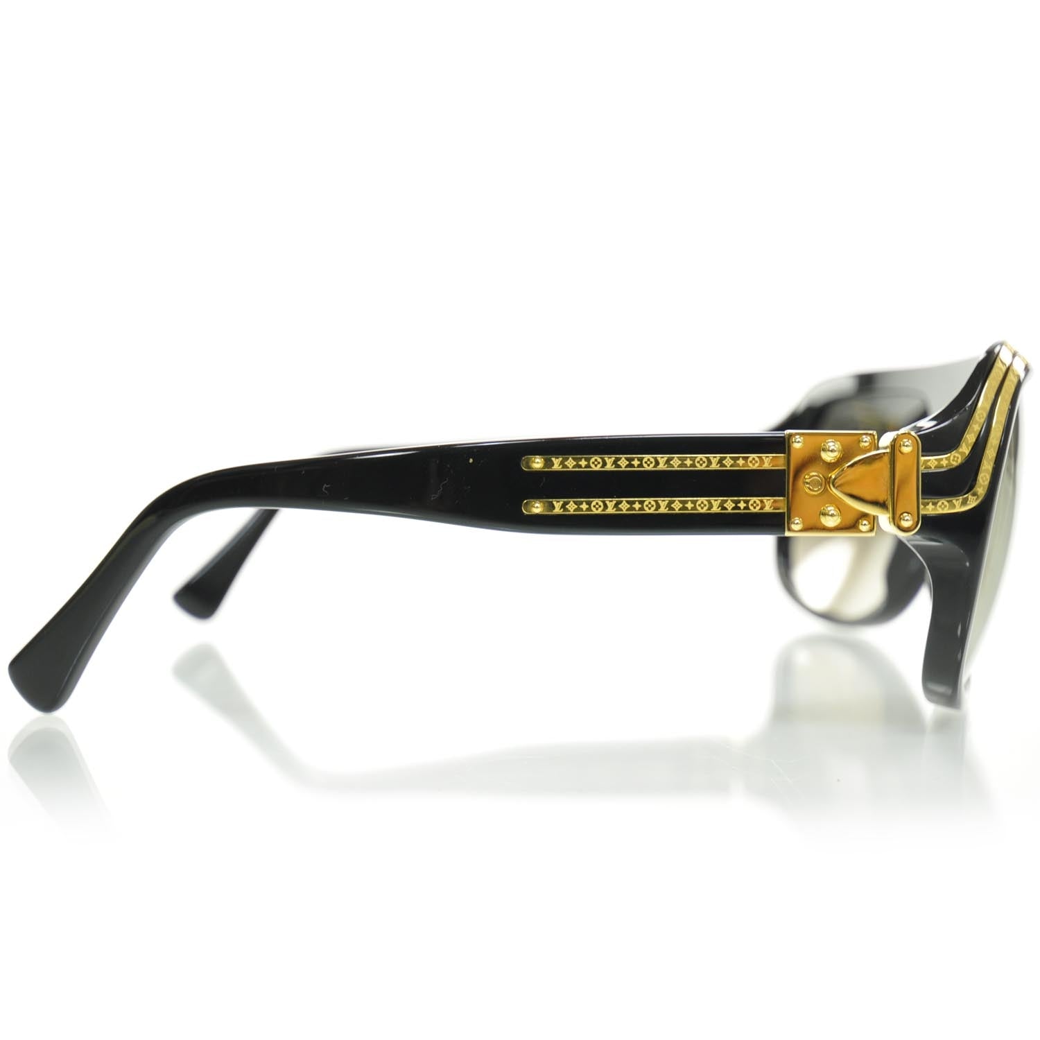Louis Vuitton Millionaire Sunglasses Black w Gold Plated Lenses 6 of 8