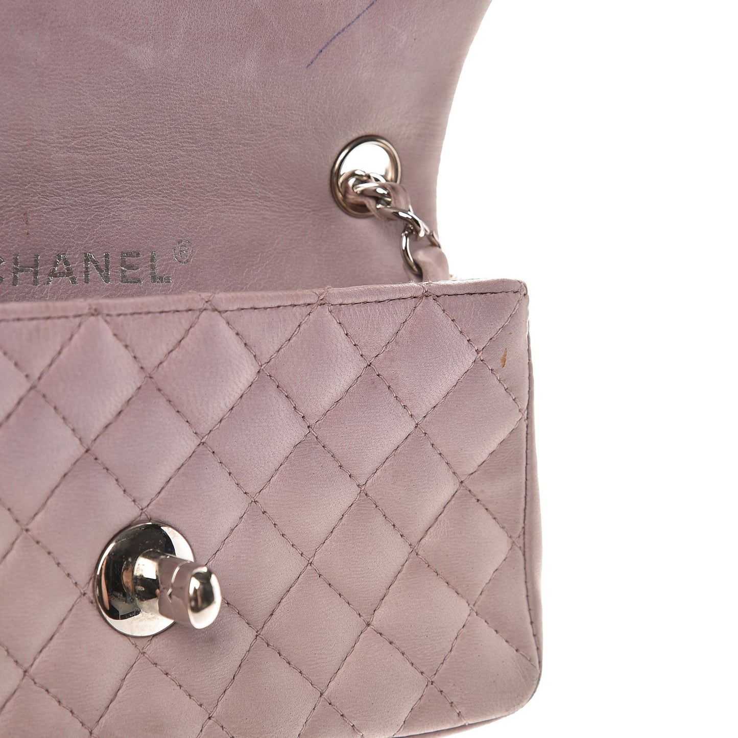 Lambskin Quilted Ladybug Extra Mini Flap Lavender