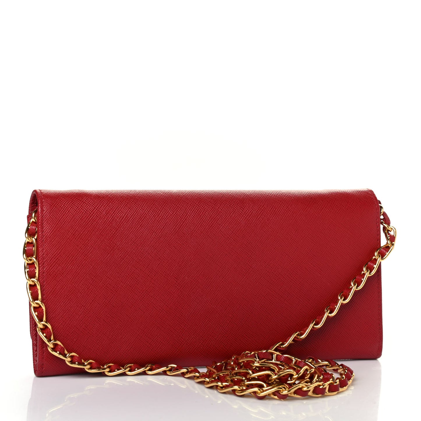 Saffiano Metal Oro Chain Wallet Fuoco