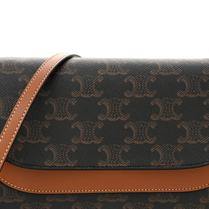Celine Triomphe Canvas Lambskin Wallet On Strap Tan 8 of 11