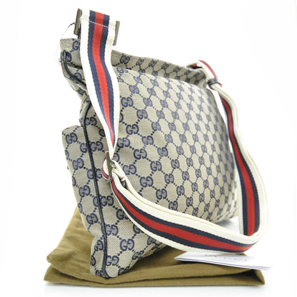 Gucci Monogram Medium Double Pocket Messenger Bag Navy 3 of 8