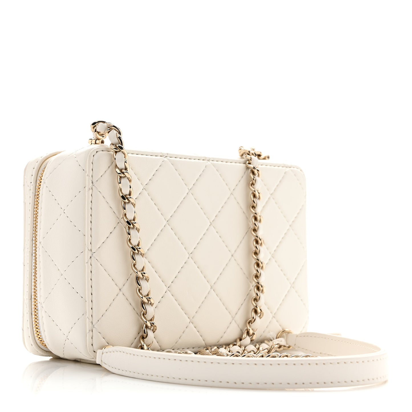 Lambskin Quilted Coco Click Bag White