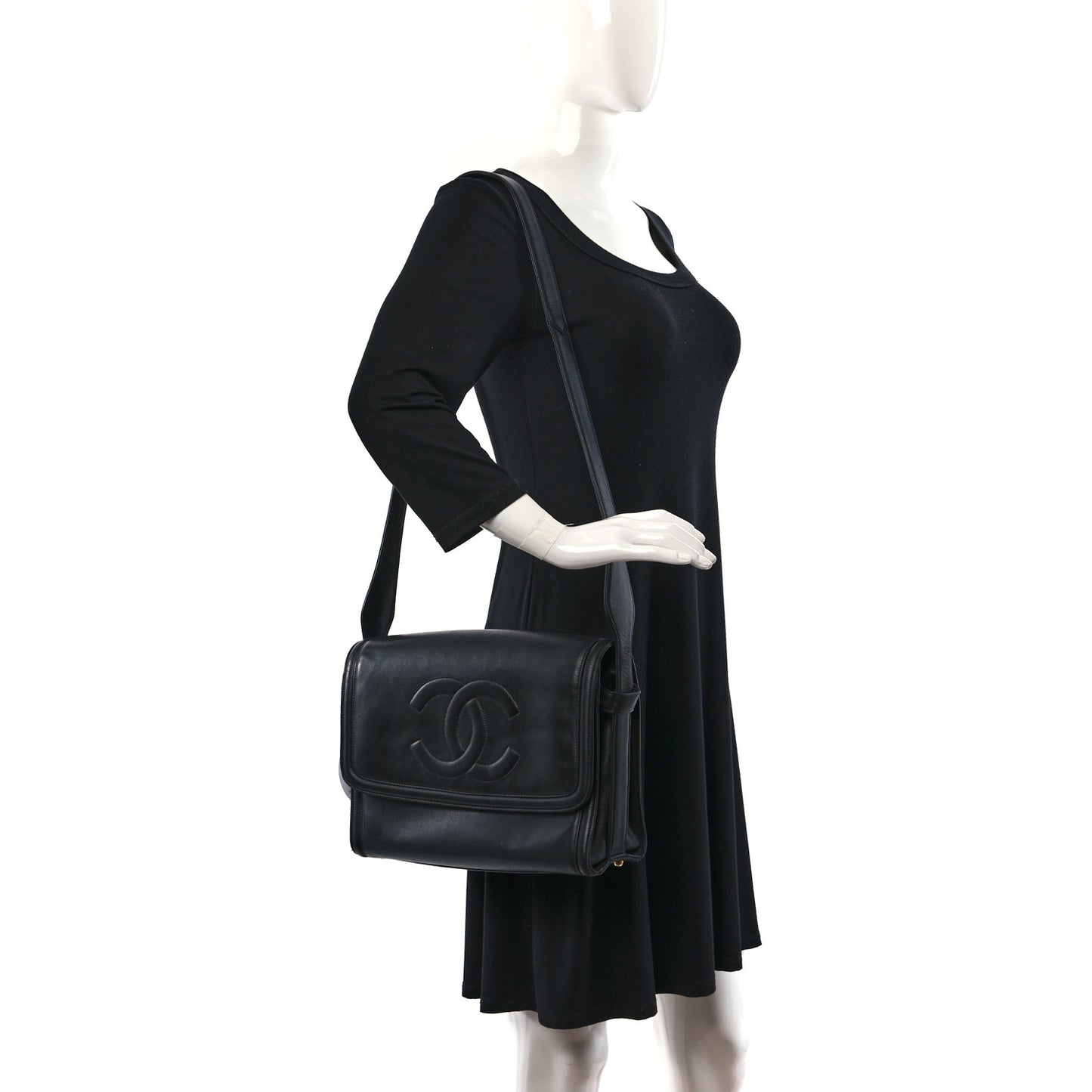 Lambskin CC Shoulder Bag Black
