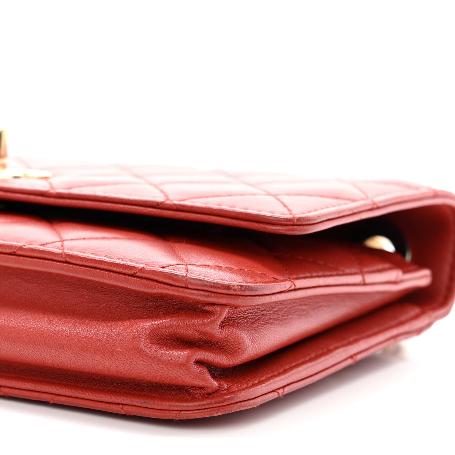 Chanel Lambskin Quilted Trendy CC Wallet On Chain WOC Red 13 of 15