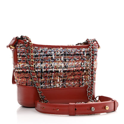 Chanel Tweed Calfskin Small Gabrielle Hobo Red 3 of 12