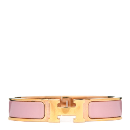 Hermes Enamel Narrow Clic Clac H Bracelet PM Rose Nacarat 1 of 6