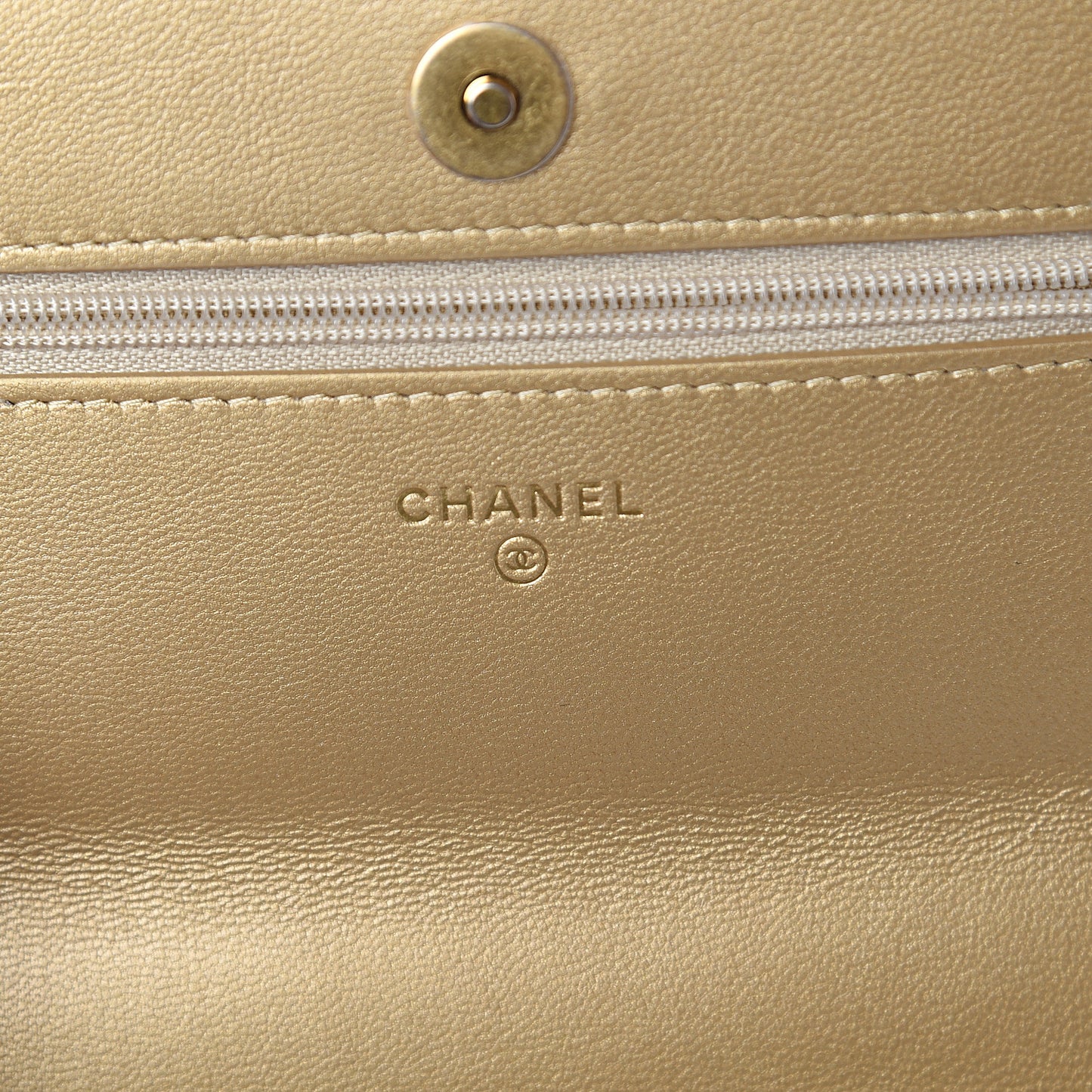 Metallic Goatskin Quilted 19 Wallet On Chain WOC Gold