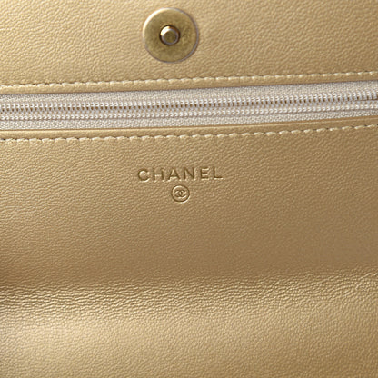 Chanel Metallic Goatskin Quilted 19 Wallet On Chain WOC Gold 5 of 10