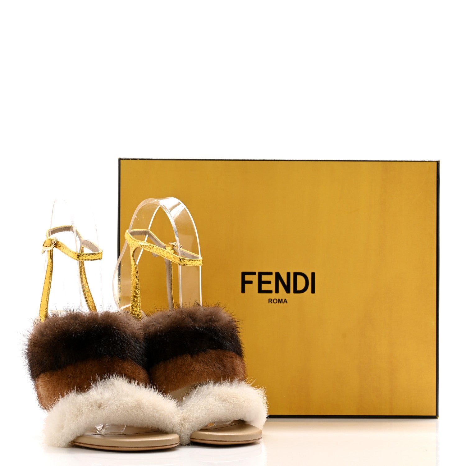 Fendi Mink Ayers Lucite Fendi First 95mm Sandals 36 Natural Brown 8 of 8
