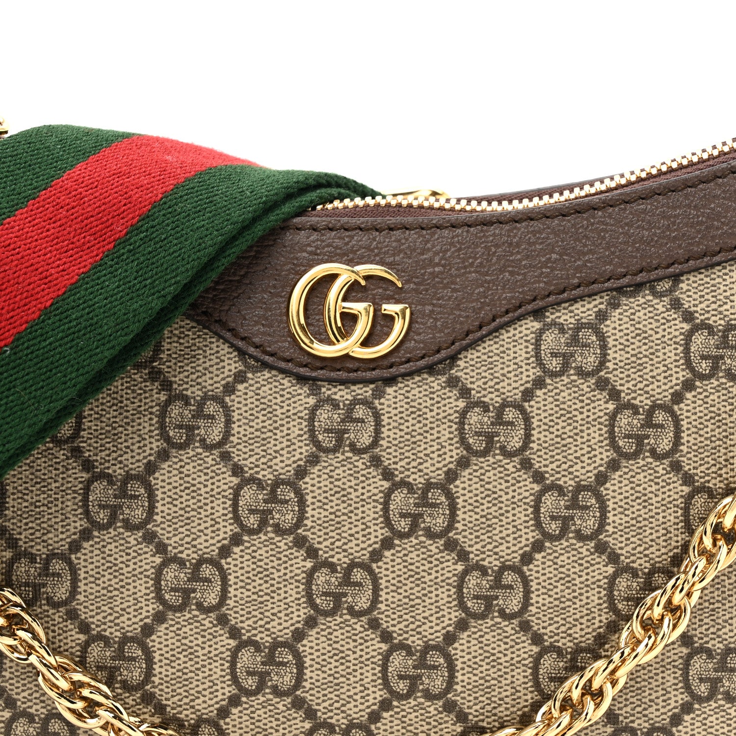Gucci GG Supreme Monogram Textured Dollar Calfskin Web Small Ophidia GG Handbag Beige Ebony New Acero 8 of 12