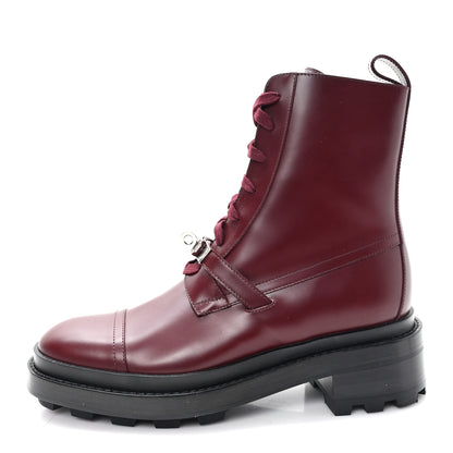 Hermes Glossed Calfskin Funk Ankle Boots 38.5 Rouge H 1 of 8