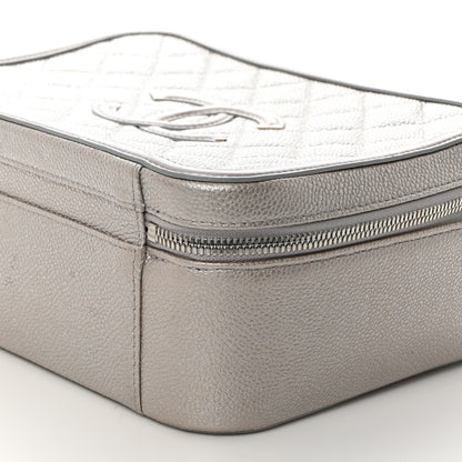 Chanel Metallic Caviar Quilted Large CC Filigree Vanity Case Silver 11 of 11