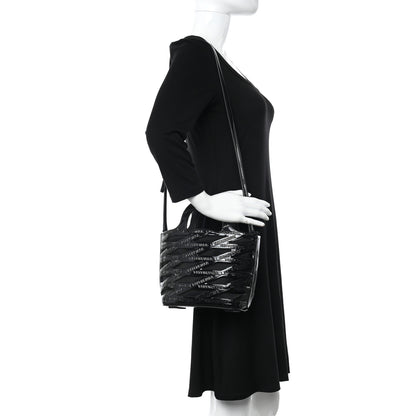 Balenciaga Patent Calfskin Small Neo Basket Tote Black 2 of 13