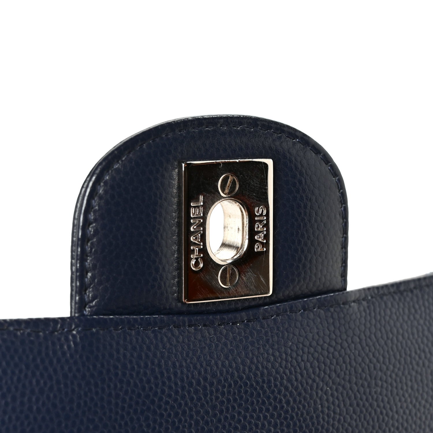 Chanel Caviar Chevron Quilted Mini Square Flap Blue 7 of 12