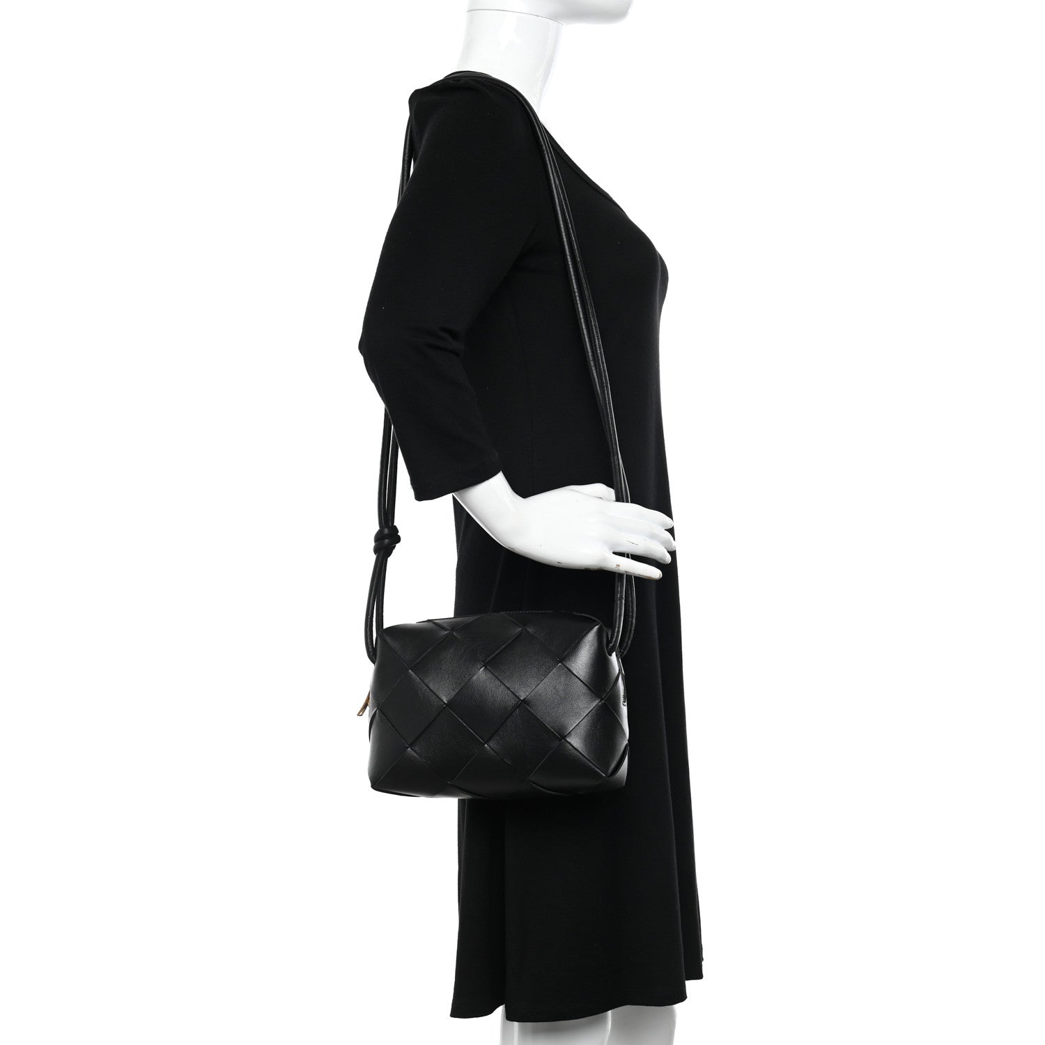 Bottega Veneta Lambskin Maxi Intrecciato Small Cassette Camera Bag Black 2 of 9