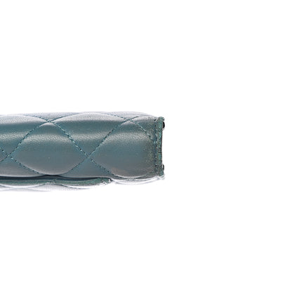 Chanel Lambskin Quilted Yen Wallet Blue 14 of 22