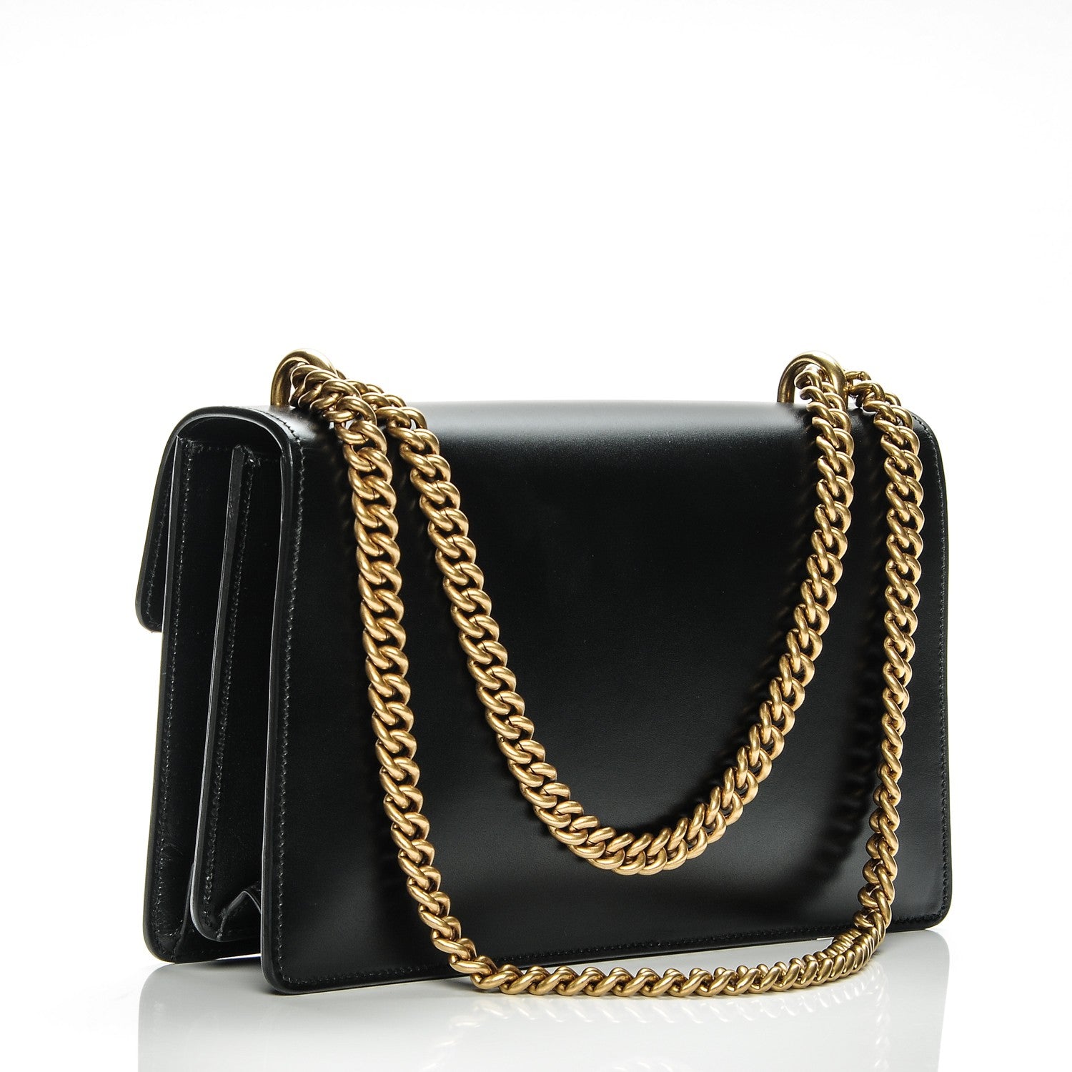 Gucci Knight Calfskin Medium GG Marmont Chain Handle Bag Black 3 of 6