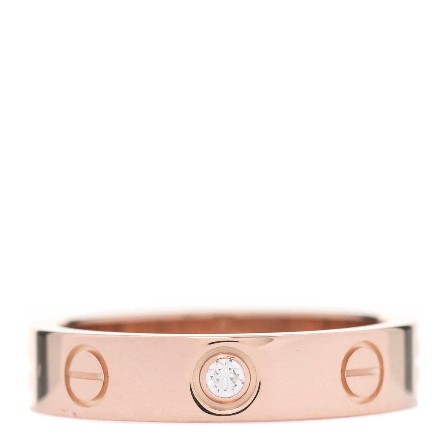 Cartier 18K Pink Gold Diamond 4mm LOVE Wedding Band Ring 48 4.5 1 of 5