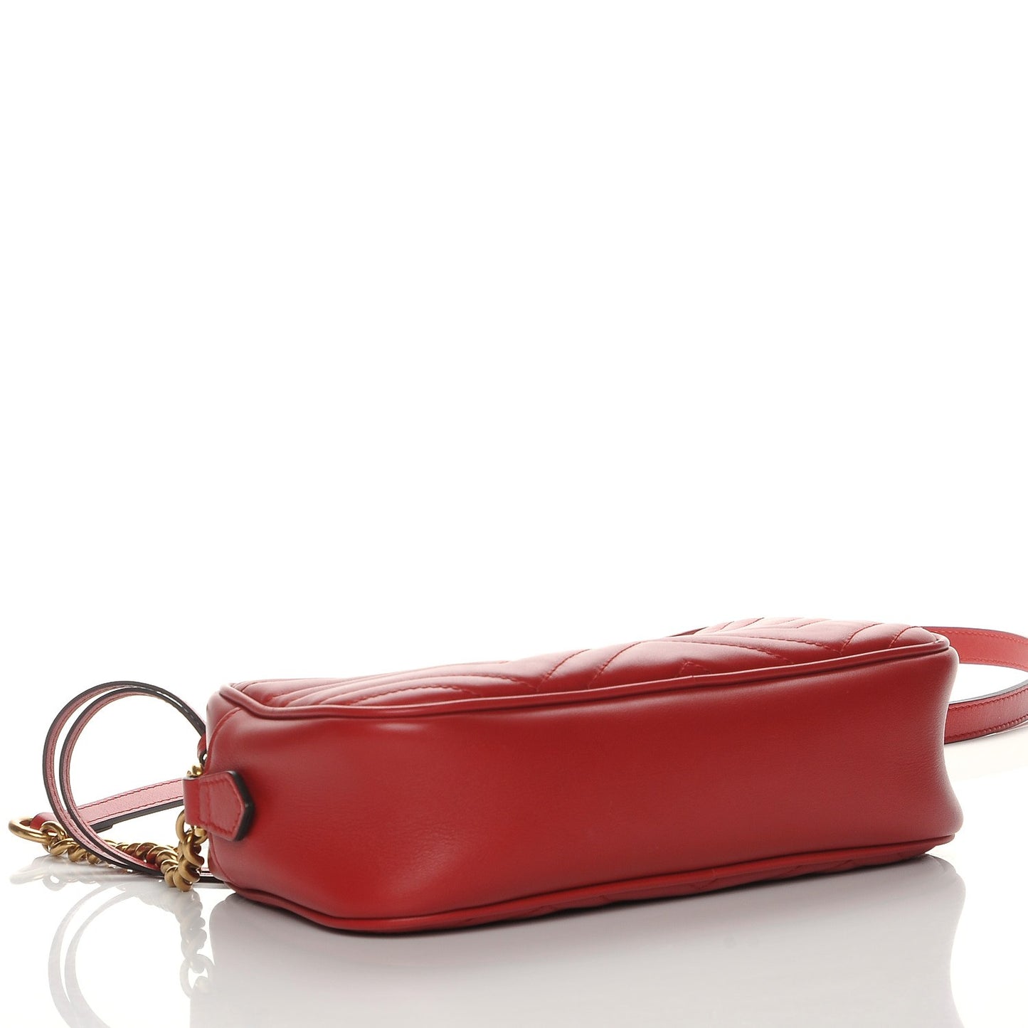 Calfskin Matelasse Small GG Marmont Chain Shoulder Bag Hibiscus Red