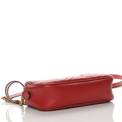 Gucci Calfskin Matelasse Small GG Marmont Chain Shoulder Bag Hibiscus Red 4 of 7