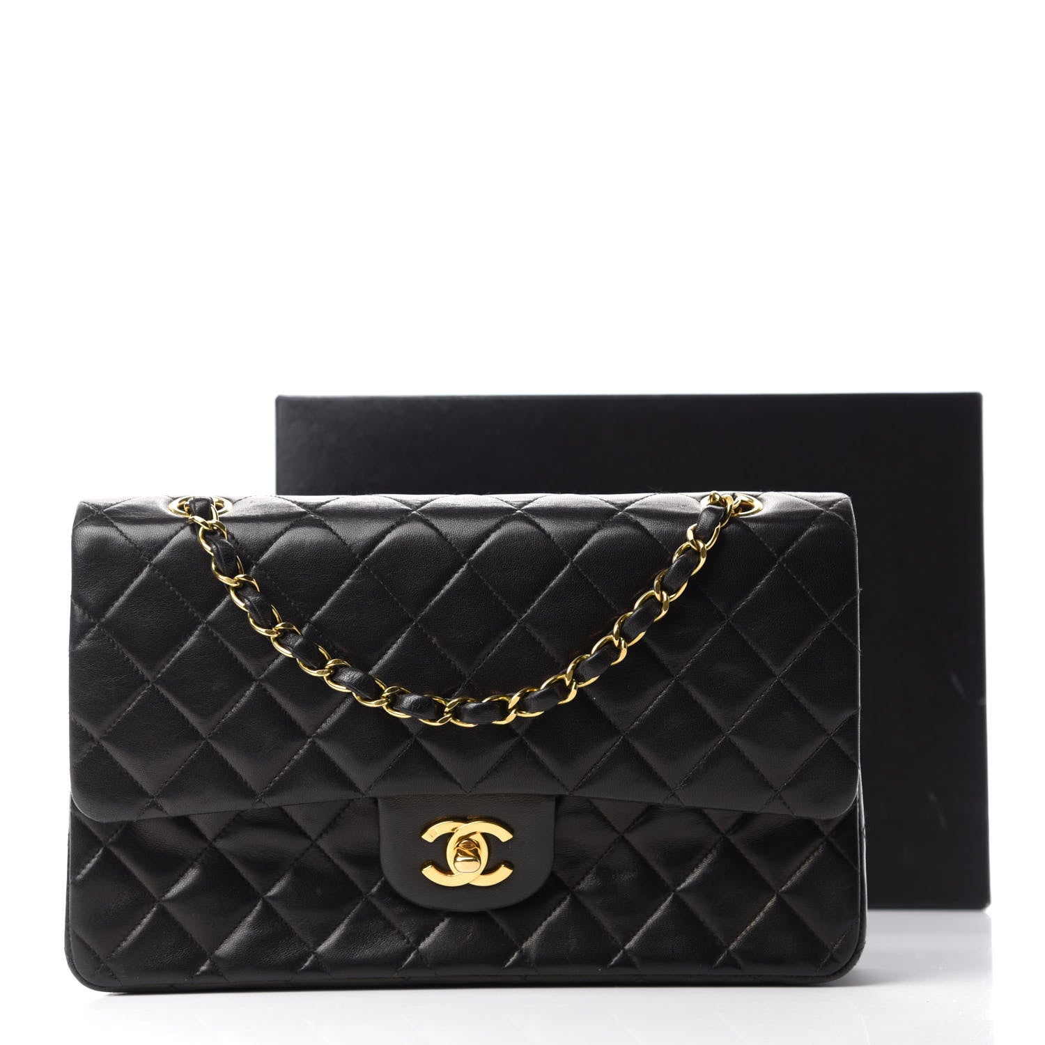 Chanel Lambskin Quilted Medium Double Flap Black 15 of 15