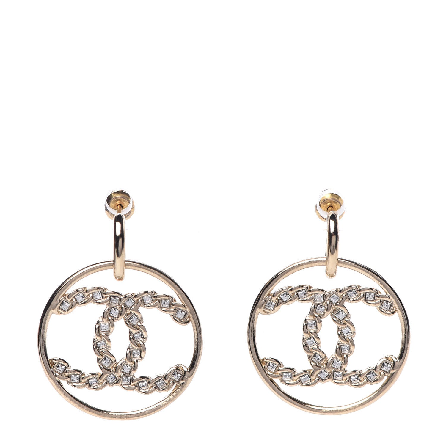 Chanel Crystal CC Earrings Gold 1 of 4
