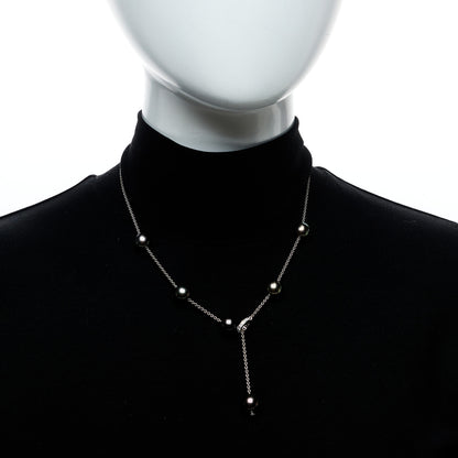 Mikimoto 18K White Gold Diamond Black South Sea Pearl 10mm Pearls In Motion Necklace 2 of 5