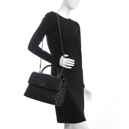 Chanel Caviar Quilted Medium Coco Handle Flap Black 2 of 9
