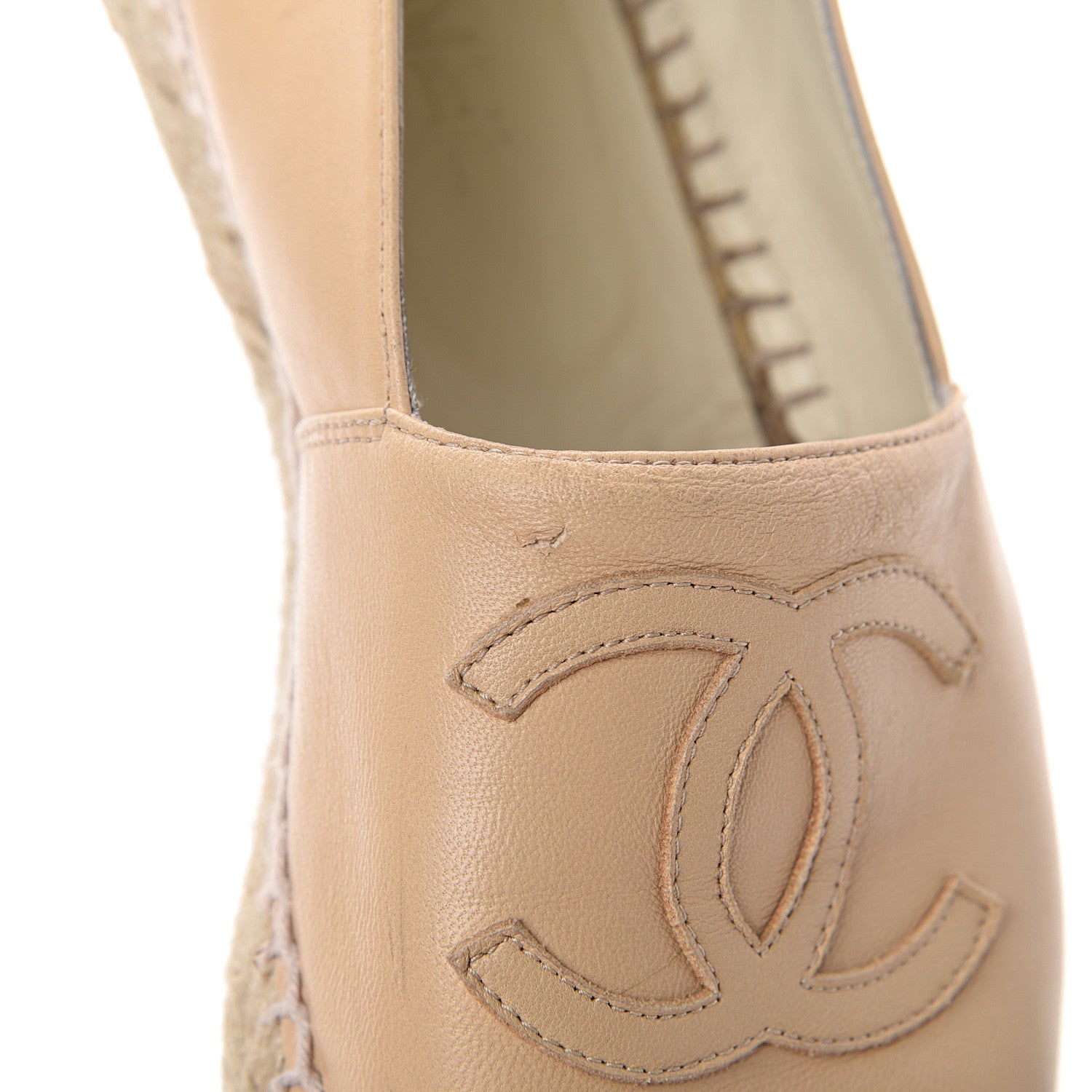 Chanel Lambskin CC Espadrilles 38 Beige Black 14 of 17