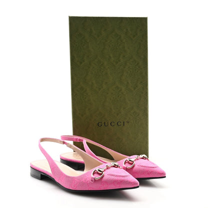 Gucci New Canvas GG Nappa Charlotte Horsebit Erin Slingbacks 38 Pink 10 of 10