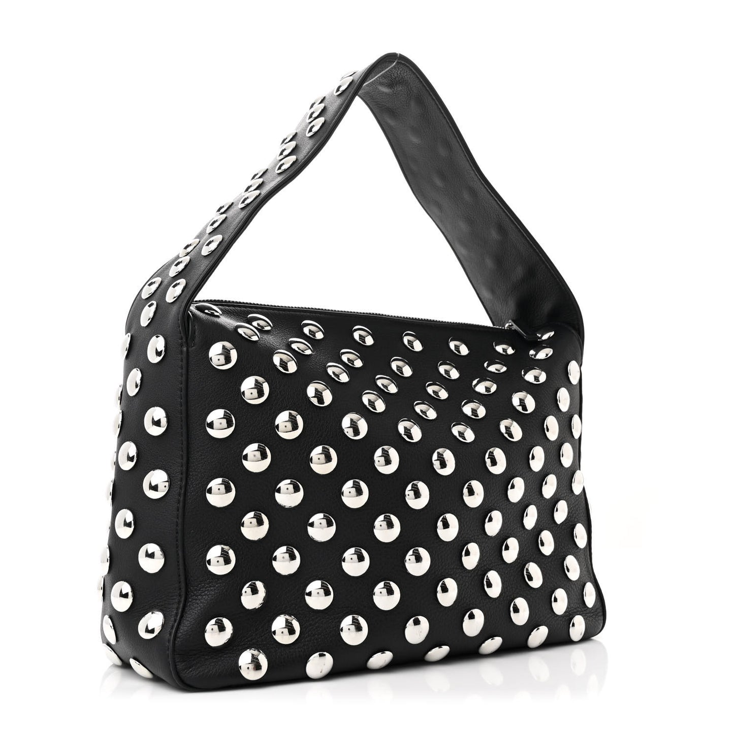 Pebbled Sport Calfskin Studded Elena Black