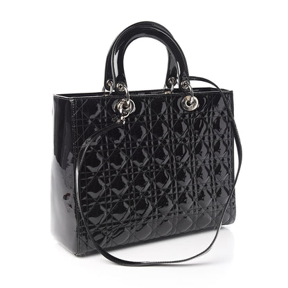 Christian Dior Patent Cannage Large Lady Dior Black 3 of 10