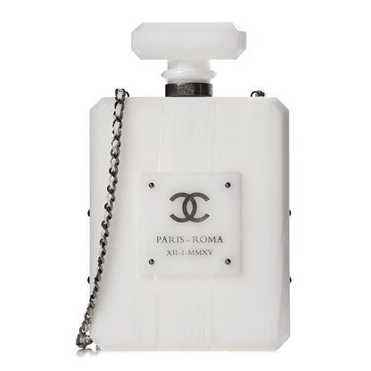 Chanel Marbled Plexiglass Buonasera Perfume Bottle Clutch White 1 of 10