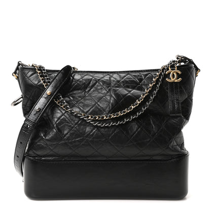 Chanel Aged Calfskin Quilted Large Gabrielle Hobo Black 1 of 10