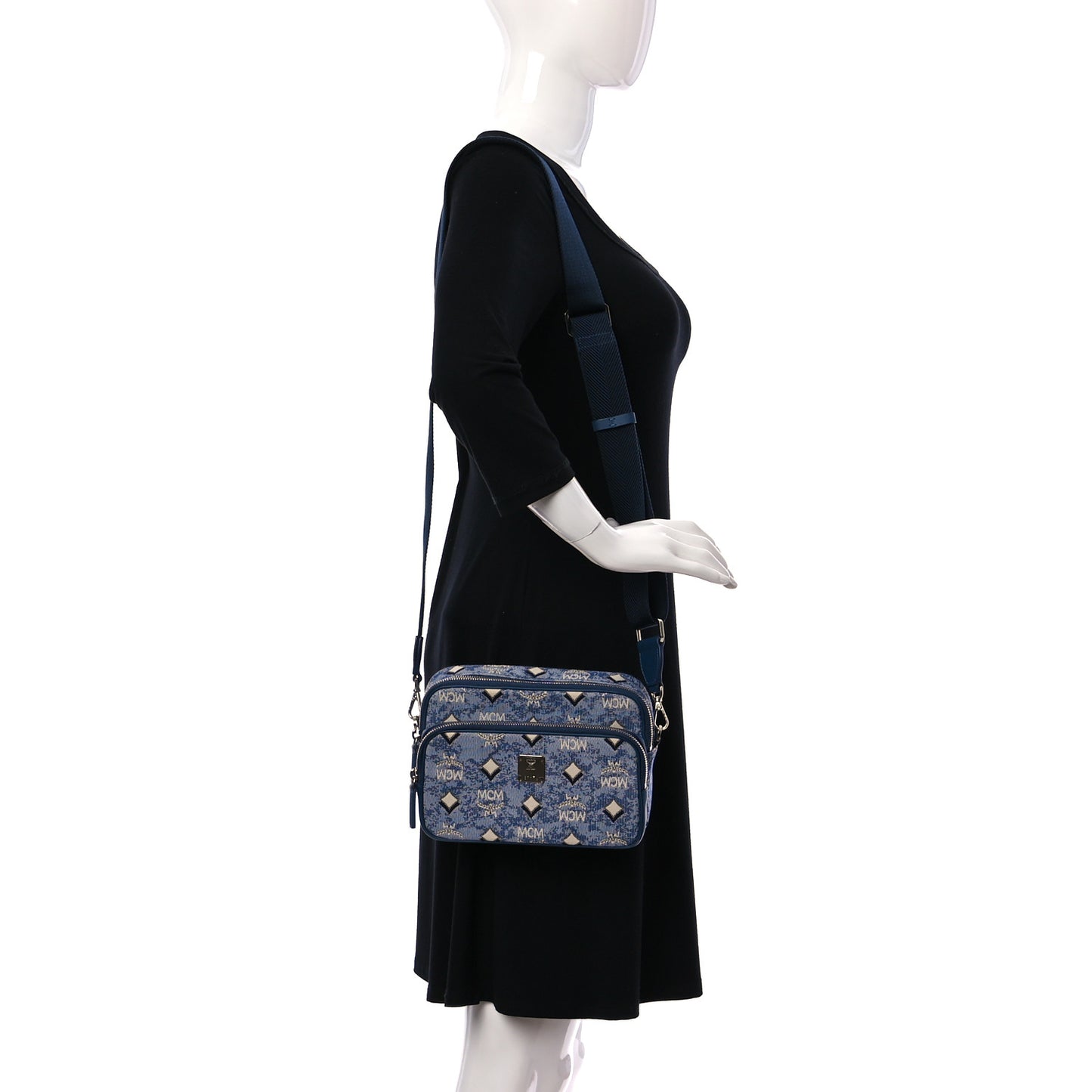 Vintage Jacquard Monogram Small Aren Crossbody Blue